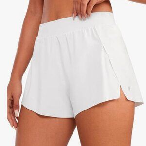 CRZ YOGA Running Shorts for Women High Waisted V Split for Gym Workout Athletic